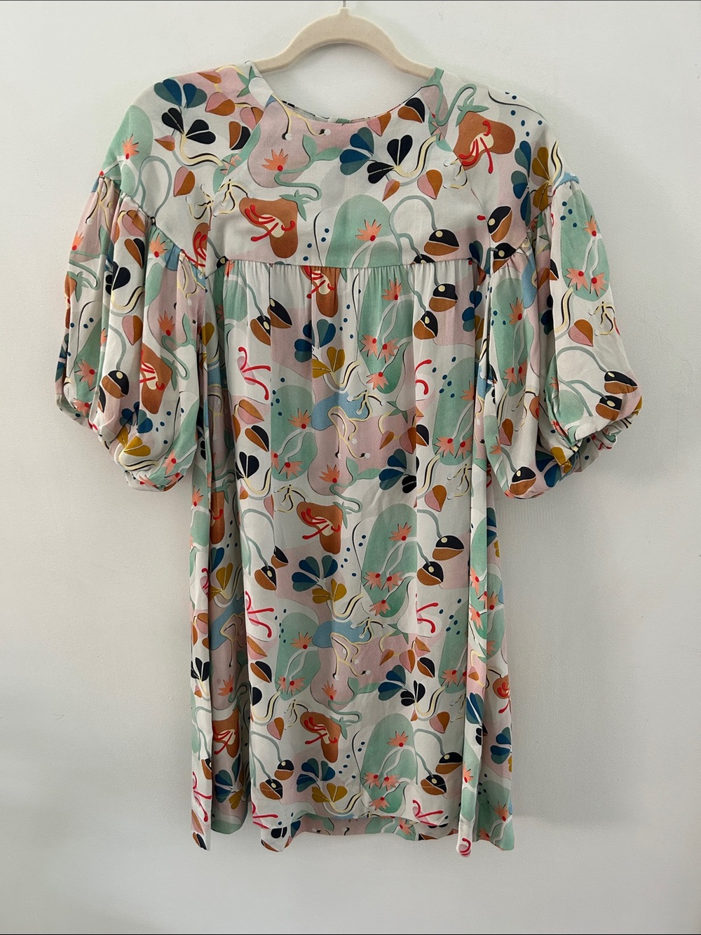 Molo Catherine Dress Papercut Flowers Girl's Size 11/12 Puff Sleeve Floral Fun
